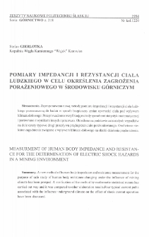 Pomiary impedancji i rezystancji ciała ludzkiego w celu określenia zagrożenia porażeniowego w środowisku górniczym