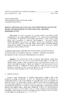 Prosta metoda szacowania skutków mechanicznych prądu zwarciowego w oszynowaniu giętkim rozdzielni WN