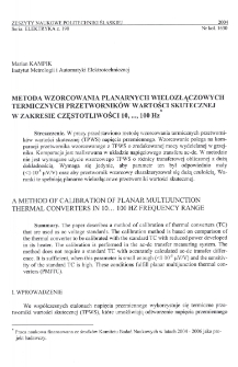 Metoda wzorcowania planarnych wielozłączowych termicznych przetworników wartości skutecznej w zakresie częstotliwości 10, ..., 100 Hz