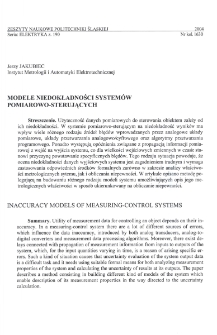 Modele niedokładności systemów pomiarowo-sterujących