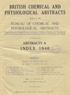 British Chemical and Physiological Abstracts. Abstracts A. Index 1940, Journals from which abstracts are made