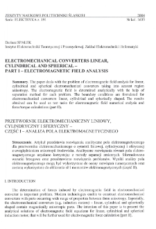 Electromechanical converters linear, cylindrical and spherical. Pt 1, Electromagnetic field analysis