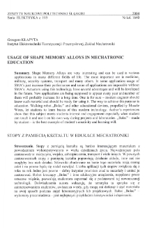 Usage of shape memory alloys in mechatronic education