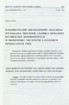 Wykorzystanie mechanizmów zdalnego wywołania procedur i pamięci dzielonej do obliczeń rozproszonych w środowisku sieciowym z systemem operacyjnym Unix