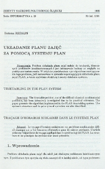 Układanie planu zajęć za pomocą systemu PLAN