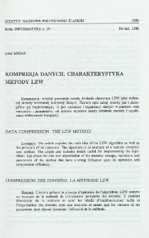Kompresja danych. Charakterystyka metody LZW