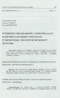 Interfejsy programowe, umożliwiające komunikację między procesami w środowisku sieciowym Microsoft Network
