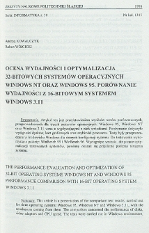Ocena wydajności i optymalizacja 32-bitowych systemów operacyjnych Windows NT oraz Windows 95 Porównanie wydajności z 16-bitowym systemem Windows 3.11