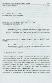 Metody zapewnienia bezpieczeństwa w systemie Windows NT