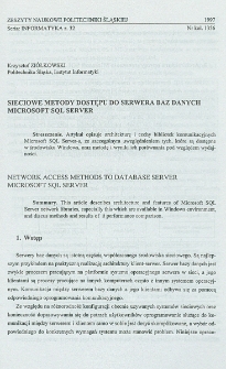 Sieciowe metody dostępu do serwera baz danych Microsoft SQL Server