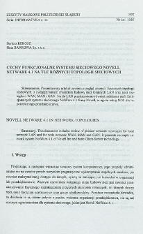 Cechy funkcjonalne systemu sieciowego Novell NetWare 4.1 na tle różnych topologii sieciowych