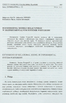 Rozszerzenia modelu relacyjnego w eksperymentalnym systemie POSTGRES95