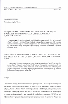 Wstępna charakterystyka petrograficzna węgla z pokładu 504 w kopalniach "Śląsk", "Wujek" i "Polska-Wirek"