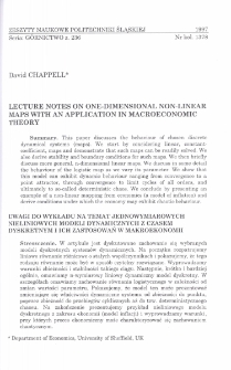 Lecture notes on one-dimensional non-linear maps with an application in macroeconomic theory