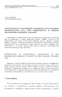 Optymalizacja parametrów geometrycznych bariery remediacyjnej dla wód podziemnych w rejonie składowiska odpadów "Hajduki"