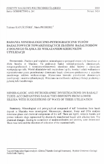 Badania mineralogiczno-petrograficzne tufów bazaltowych towarzyszących złożom bazaltoidów z Dolnego Śląska ze wskazaniem kierunków utylizacji