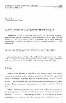 Badania modelowe a parametry teorii. Część 2