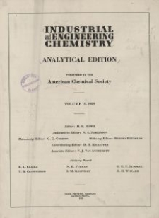 Industrial and Engineering Chemistry : analytical edition, Vol. 11, No. 1