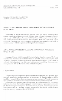 Model ARMA technologicznych procesów flotacji rudy Zn-Pb