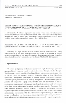 Ocena stanu technicznego wirówki sedymentacyjno-sitowej metodą analizy wibroakustycznej