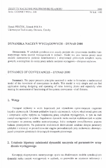 Dynamika naczyń wyciągowych - DYNAD 2000