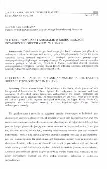 Tło geochemiczne i anomalie w środowiskach powierzchniowych ziemi w Polsce