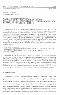 Wybrane aspekty przyjmowania wartości parametrów dla celów prognoz poeksploatacyjnych deformacji powierzchni terenu