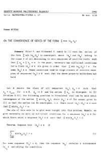 On the convergence of series of the form Σ min {aₙ, bₙ}