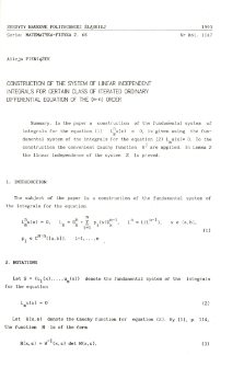 Construction of the system of linear independent integrals for certain class of iterated ordinary differential equation of the (m·n) order