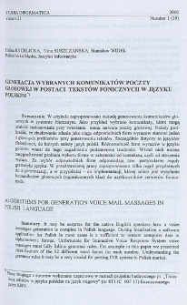 Generacja wybranych komunikatów poczty głosowej w postaci tekstów fonicznych w języku polskim