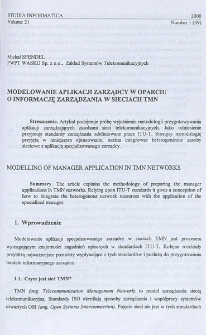 Modelowanie aplikacji zarządcy w oparciu o informację zarządzania w sieciach TMN
