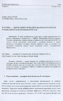 MathML - język opisu wyrażeń matematycznych w dokumentach internetowych