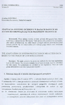 Adaptacja systemu ochrony w bazach danych MS access do obowiących przepisów prawnych