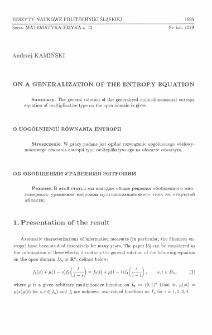 On a generalization of the entropy equation