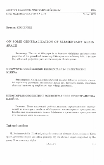On some generalization of elementary Klein space