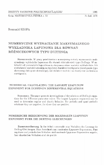 Numeryczne wyznaczanie maksymalnego wykładnika Lapunowa dla równań różniczkowych typu Duffinga
