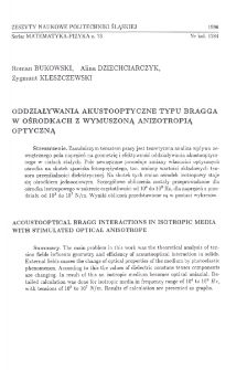 Oddziaływania akustooptyczne typu Bragga w ośrodkach z wymuszoną anizotropią optyczną