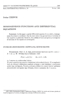 Homogeneous functions and differential equations