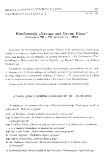 Konferencja "Groups and Group Rings", Gliwice 20-23 września 1994