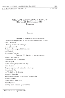 "Groups and Group Rings", Gliwice 20-23 Septebmer 1994, Program