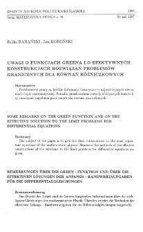 Uwagi o funkcjach Greena i o efektywnych konstrukcjach rozwiązań problemów granicznych dla równań różniczkowych