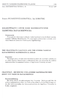 Krakowiany i inne idee matematyczne Tadeusza Banachiewicza