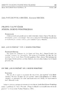 Prawo najwyższe Józefa Hoene-Wrońskiego