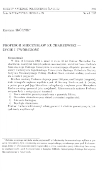 Profesor Mieczysław Kucharzewski - życie i twórczość