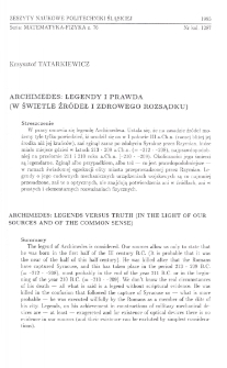 Archimedes: legendy i prawda (w świetle źródeł i zdrowego rozsądku)