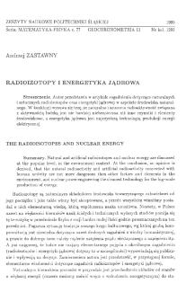 Radioizotopy i energetyka jadrowa