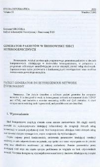Generator pakietów w środowisku sieci heterogenicznych