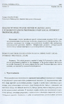 Zdalne wywoływanie metod w języku Java z wykorzystaniem protokołu Fast Local Internet Protocol (FLIP)