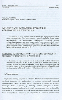 Implementacja systemu biometrycznego w środowisku MS Windows 2000