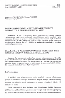 Stopień uwęglenia i paleotemperatury warstw siodłowych w rejonie Mikołowa (GZW)
